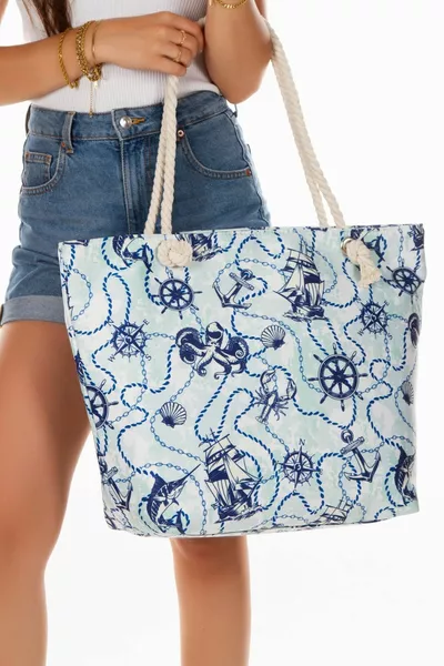 Kadın Fermuarlı Plaj Çantası Desenli Plaj Çantası Günlük Çanta Piknik Çantası