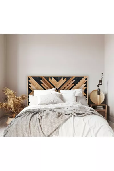 رأس سرير مزدوج مصنوعة يدوياً من الخشب الموزاييك