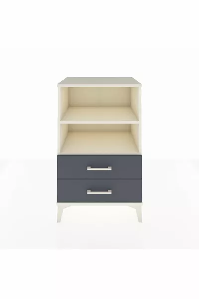 Comodino Hyperion con 2 Ripiani e 2 Cassetti, Adularia-Antracite