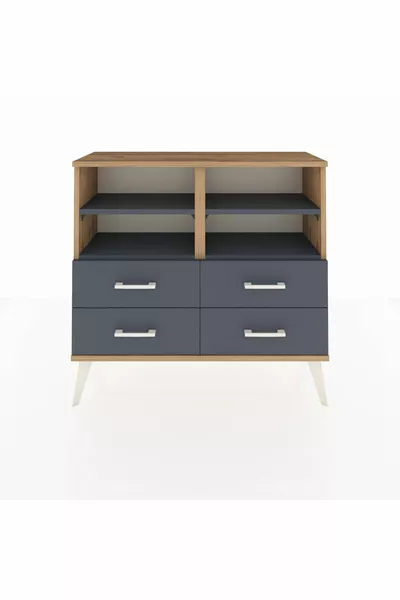 Комод Arges с 4 полками и 4 ящиками, сосна-антрацит