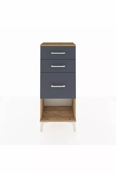 أرجيس كومودين بثلاثة أدراج، خشب الصنوبر - أنثراسيت