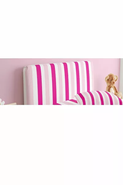 Bed Base Headboard Cover Pink and White Stripes