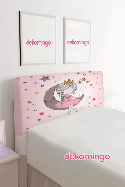 Bettkopfteile-Bezug mit Effekt-Pink-Mond-Mädchen-Muster (Einzelbett)