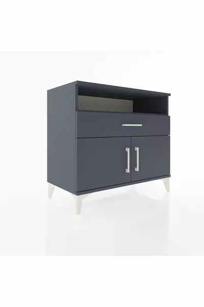 Cassettiere Hyperion 2 Ripiani con 1 Cassetto e 2 Ante Antracite-Antracite