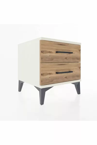 Comodino Hyperion a 2 Cassetti Pietra di Luna-Pino