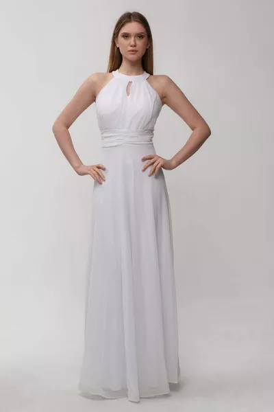 Kadın, Göğüs Pencereli, Simli, Uzun, Dış Çekim, Nikah, Abiye Ve Mezuniyet Elbisesi