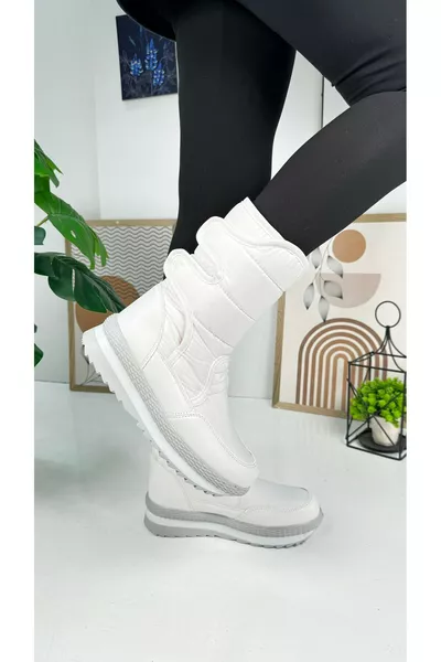 حذاء يومي للجنسين للكبار والأطفال من الثلج الأبيض، مبطن بالفرو، مزود بإغلاق لاصق ونعل مانع للانزلاق رقم 