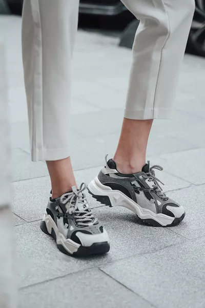 Kadın Yüksek Taban Sneaker Bağcıklı Spor Ayakkabı Edisa - Koşu Ayakkabısı siyah