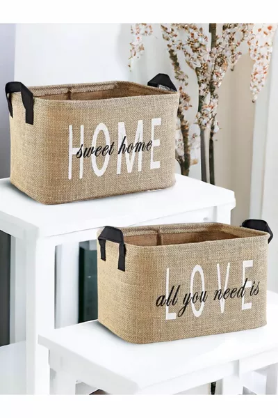 Комплект от 2 бр. юта, сгъваема кошница за съхранение, организатор за дрехи, играчки за детска стая