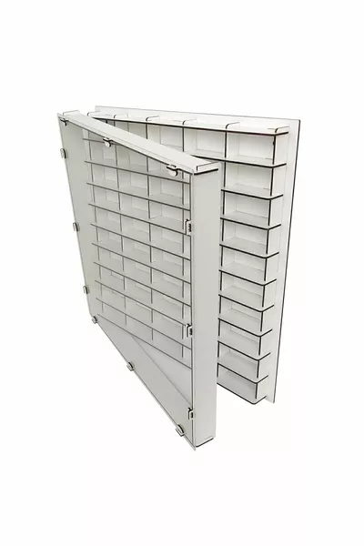 White Wooden Hobby Toy Car Shelf with Transparent Cover, Holds  Cars