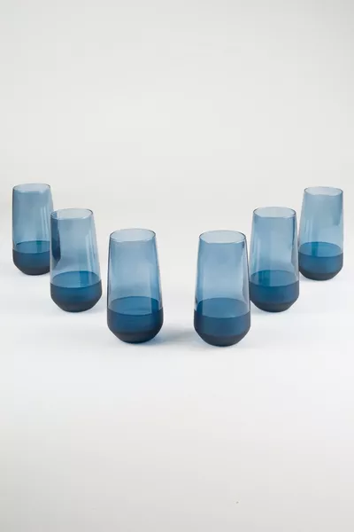 طقم 6 أكواب مشروبات مطفية باللون الأزرق سعة  مل