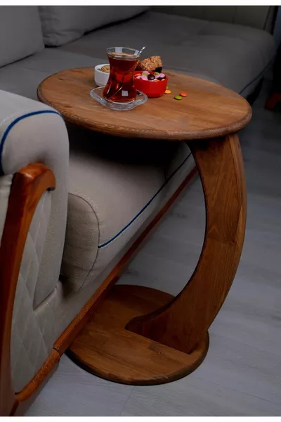% натуральный деревянный C-образный столик, журнальный столик, боковой столик, модульный столик, сервировочный столик (% натуральное дерево)