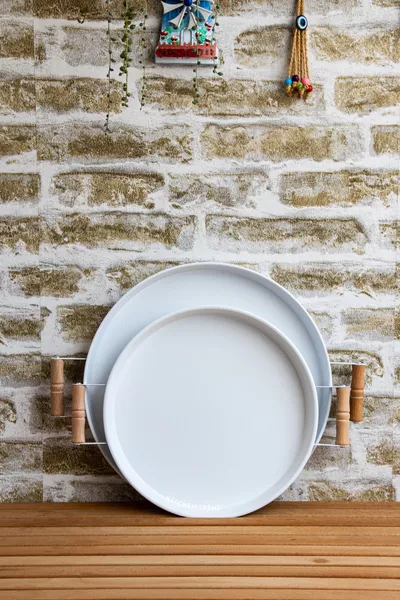 صينية تقديم شاي وقهوة خشبية بمقبض مزدوج، مقاس  سم أبيض  سم أبيض