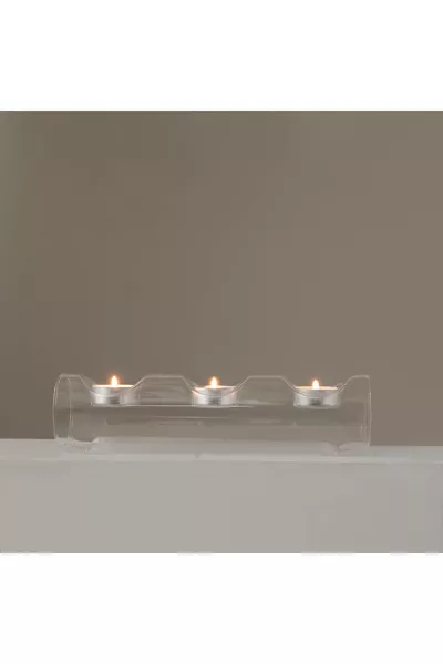 Комплект от 3 стъклени свещника Primrose  см Прозрачен