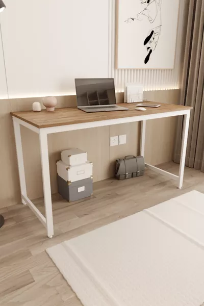 Kiefer/Weiß  Schreibtisch, Computertisch, Bürotisch