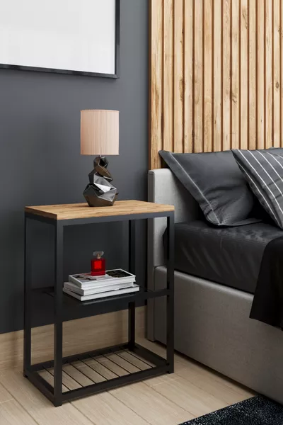 Metalen Nachtkastje met Decoratief Draadplankje en Poten