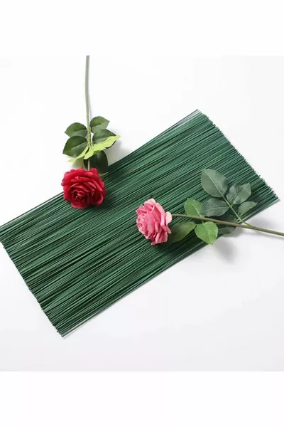 Çiçek Teli 2mm  Adet  Cm __ Büyük Pastacılık Yeşil Yapım Kokina Bandı Sapı Toptan Kalın Dalı