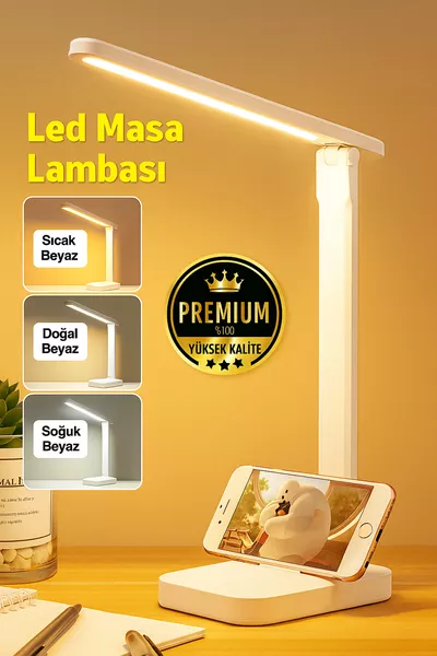 Rechargeable LED Desk Lamp with 3 Colors, Touch Control, Stand, Children's Study Book, Reading Light, Night 9W