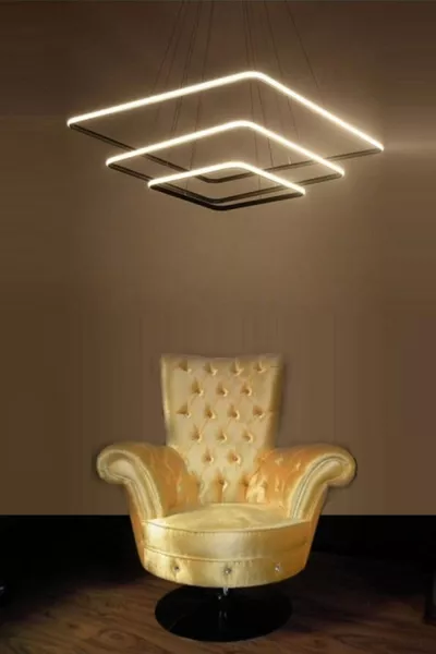 Николь Современная черная люстра с белыми светодиодами на три лампы