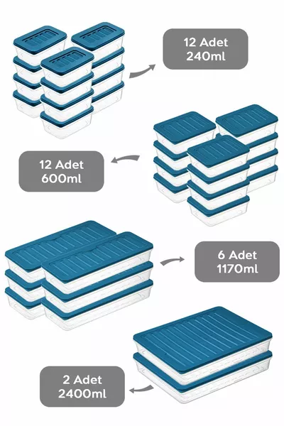 Ensemble de  pièces de boîtes de rangement compatibles micro-ondes - ml ml ml ml Bleu