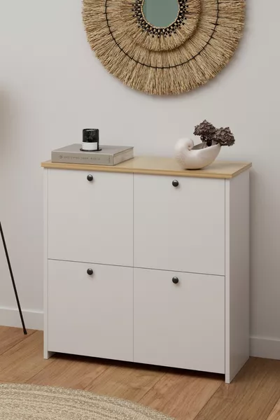 Armoire polyvalente Cube Cuisine de campagne, Salle de bain, Balcon, Cellier, Armoire à 4 étagères