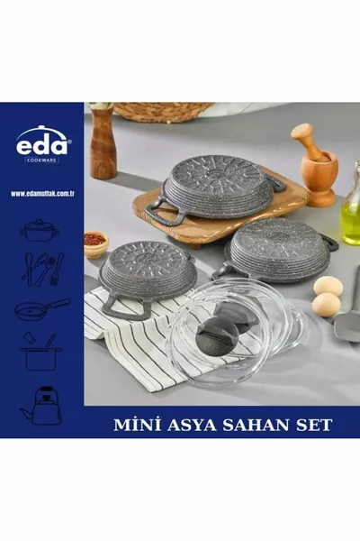 Asya 3-Piece Saucepan Set with Glass Lids, Cast Gray, Round  cm 