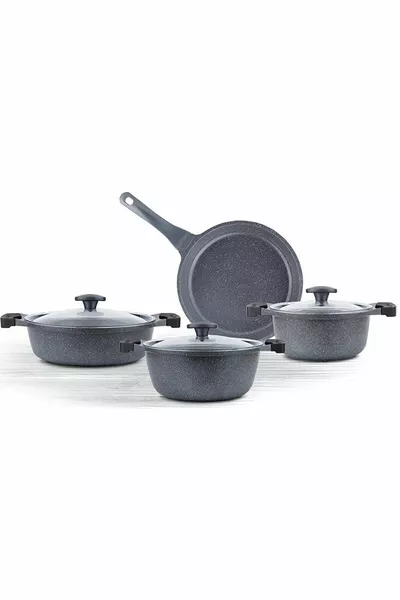 Aluminum Cast Granite 7-Piece Cookware Set Gray
