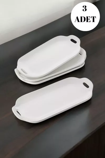 3-Piece Chicken World Model Oval Plates with Handles - Boat Serving Platter