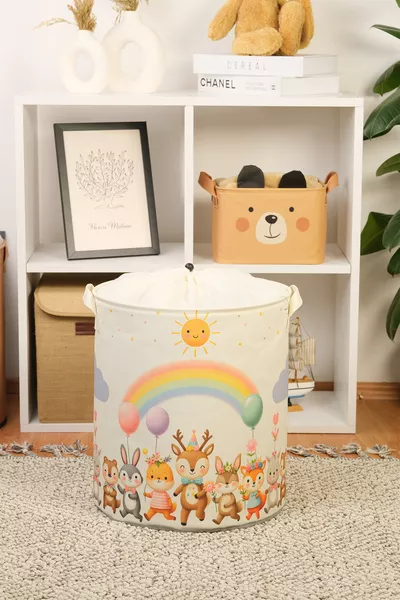 Мрежеста многофункционална кошница за играчки с щампа на сладко танцуващо животно, сгъваема органайзер 