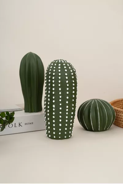 Moderne Beton 3-delige Cactus Beeldjes Set Bureau Decoratie - Minimalistische Decoratie
