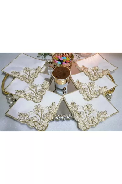 Салфетка за кафе, салфетка за сервиране на кафе, салфетка за сервиране на поднос, сервизна салфетка, обработка на корд, с перли