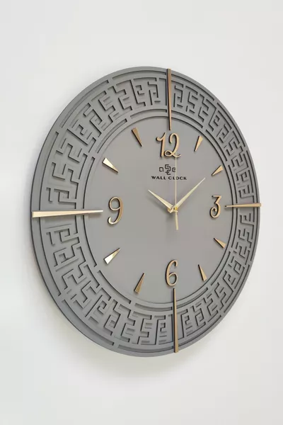 Tangled Lines Антрацит и Злато Турски Цифри  см Безшумен Стенен Часовник