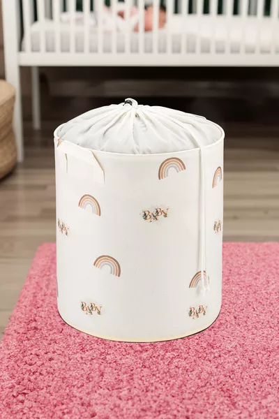 Малка детска кутия за съхранение с мрежа с дизайн Baby, органайзер за играчки и кош за мръсни дрехи 