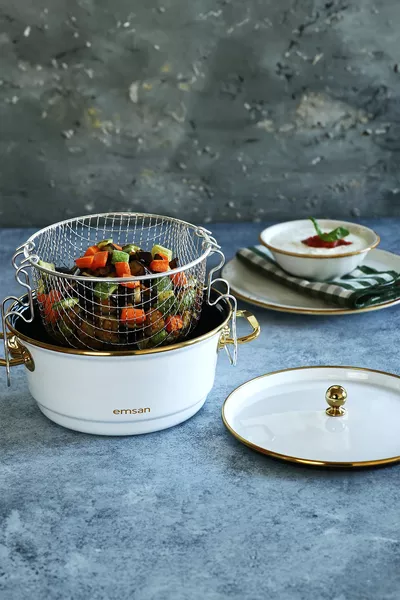 Troy Emaille-Frittierpfanne Weiß  cm