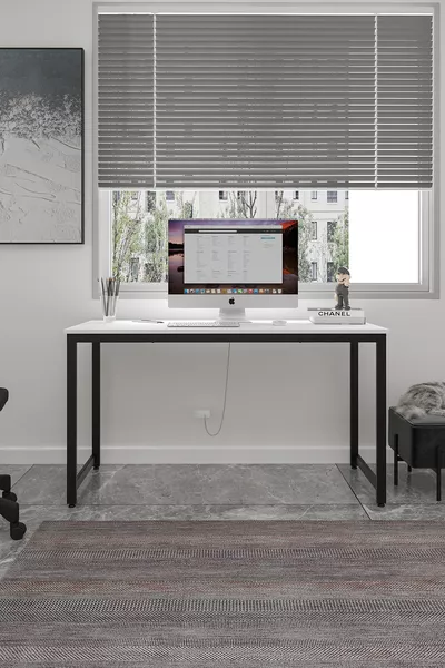 Бял/Черен  Работен плот, Компютърен плот, Офис бюро, Трапезна маса