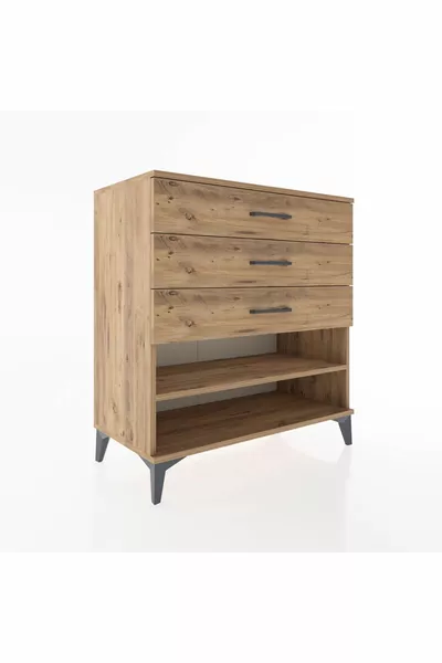 Hyperion Şifonyer Tek Raflı 3 Çekmeceli  Çam-Çam