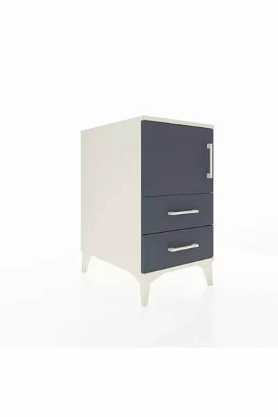 Kronos Nightstand 2 Shelves 2 Drawers 1 Door Moonstone-Anthracite