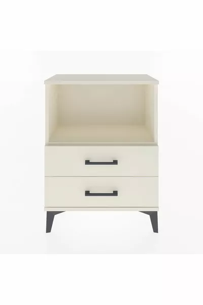 Arges Commode Single Shelf 2 Drawers Moonstone-Moonstone