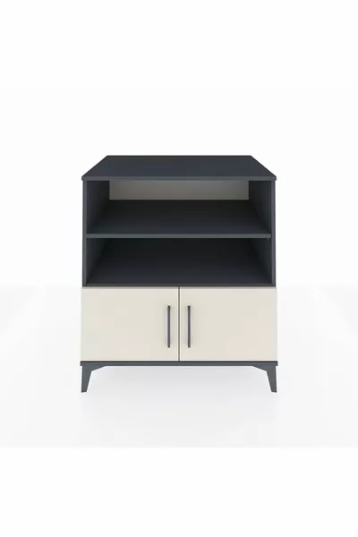 Kronos Comò 3 Ripiani 2 Ante Antracite-Polvere di Pietra