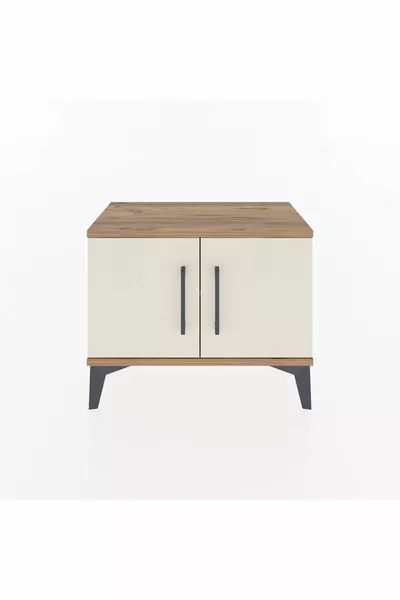 أرجيس كومودين رف واحد مع بابين خشب الصنوبر-المرمر