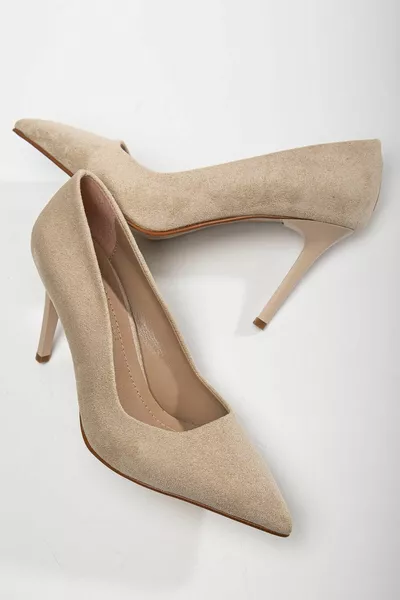 Women's Stiletto Beige Suede