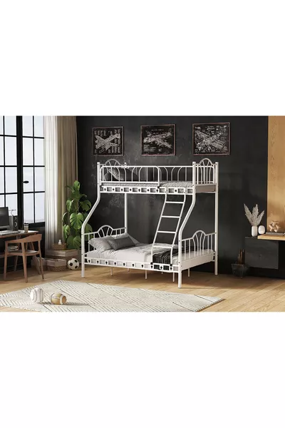 DZGN HOME VOLGA LETTO A CASTELLO IN METALLO PER 3 PERSONE CON LETTO MATRIMONIALE E 3 POSTI - &