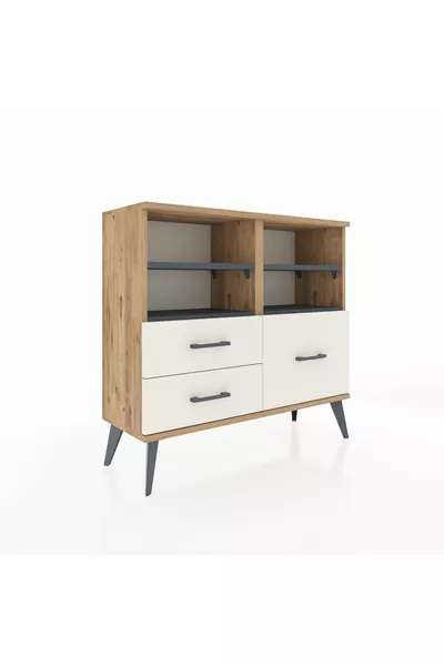 Arges Şifonyer 4 Raflı 3 Çekmeceli  Çam-Antrasit/Aytaşı