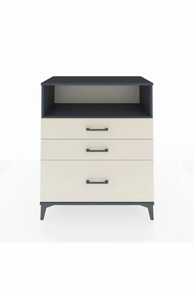 Hyperion Dressoir Met Eén Plank En 3 Lades Antraciet-Leisteen