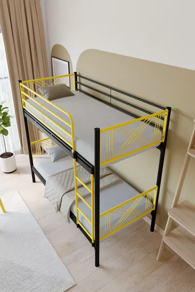 Mix Premium Metal Ranza  Yatak Uyumlu Sarı Ayrılabilir Ranza Karyola