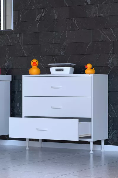 SÖKE، خزانة حمام متعددة الاستخدامات، بثلاث أدراج وذات أرجل (خيارات عرض مختلفة)