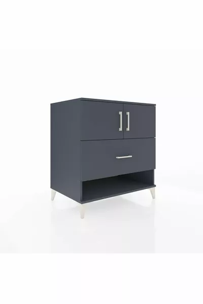 Kronos Şifonyer 2 Raflı Tek Çekmeceli 2 Kapaklı  Antrasit-Antrasit