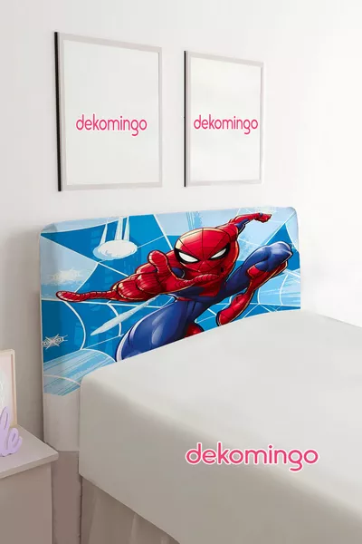 Blue Spider-Man Patterned Bed Base Headboard Cover (Single)