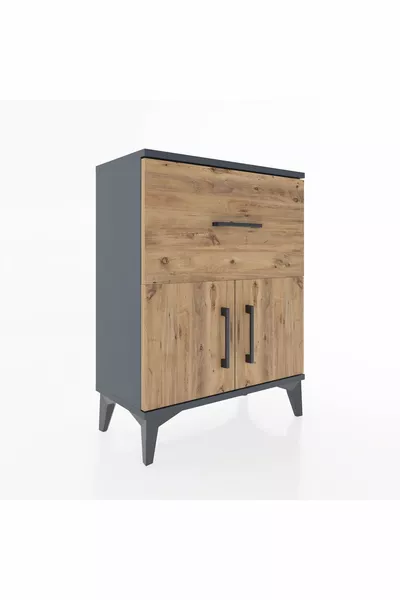 أرجيس كومودين رف واحد درج واحد بابان أنثراسيت-صنوبر