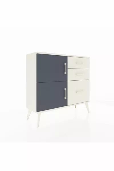 Arges Dresser Single Shelf 3 Drawers 2 Doors Moonstone-Anthracite/Moonstone